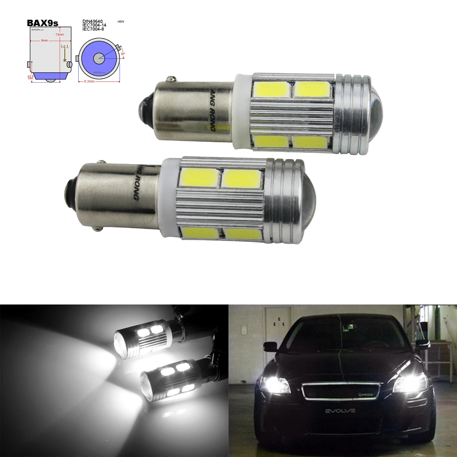 ANGRONG 10x 10SMD H6W BAX9S 64132 светодиодный автомобильный фонарь боковой индикатор парковки