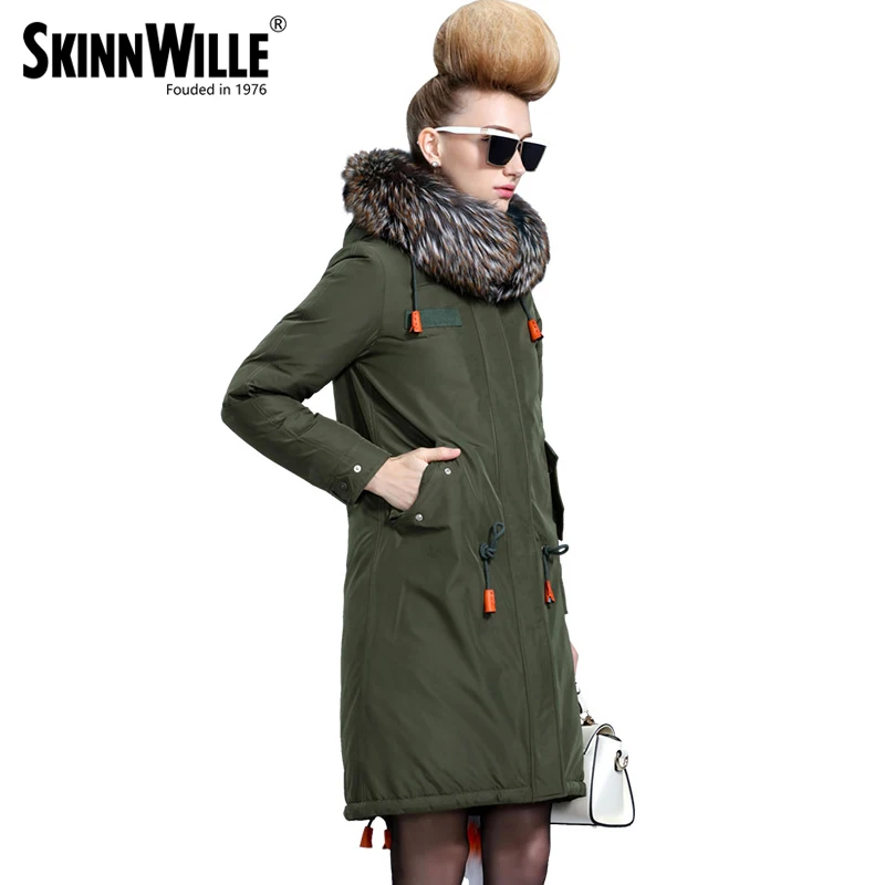 Skinnwille Длинное Пальто пуховика длинная Модель женщин Зимний пуховик длинная скромная поясом Зимняя куртка женский пуховик пальто Теплый Женский Зимний пуховик женский