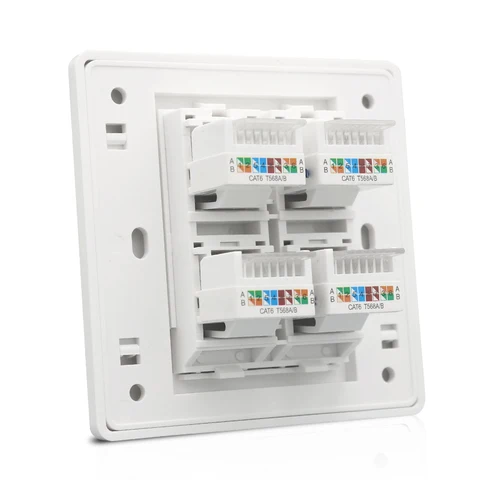 UKITSON Настенная розетка RJ45 4 порта CAT 6 белая
