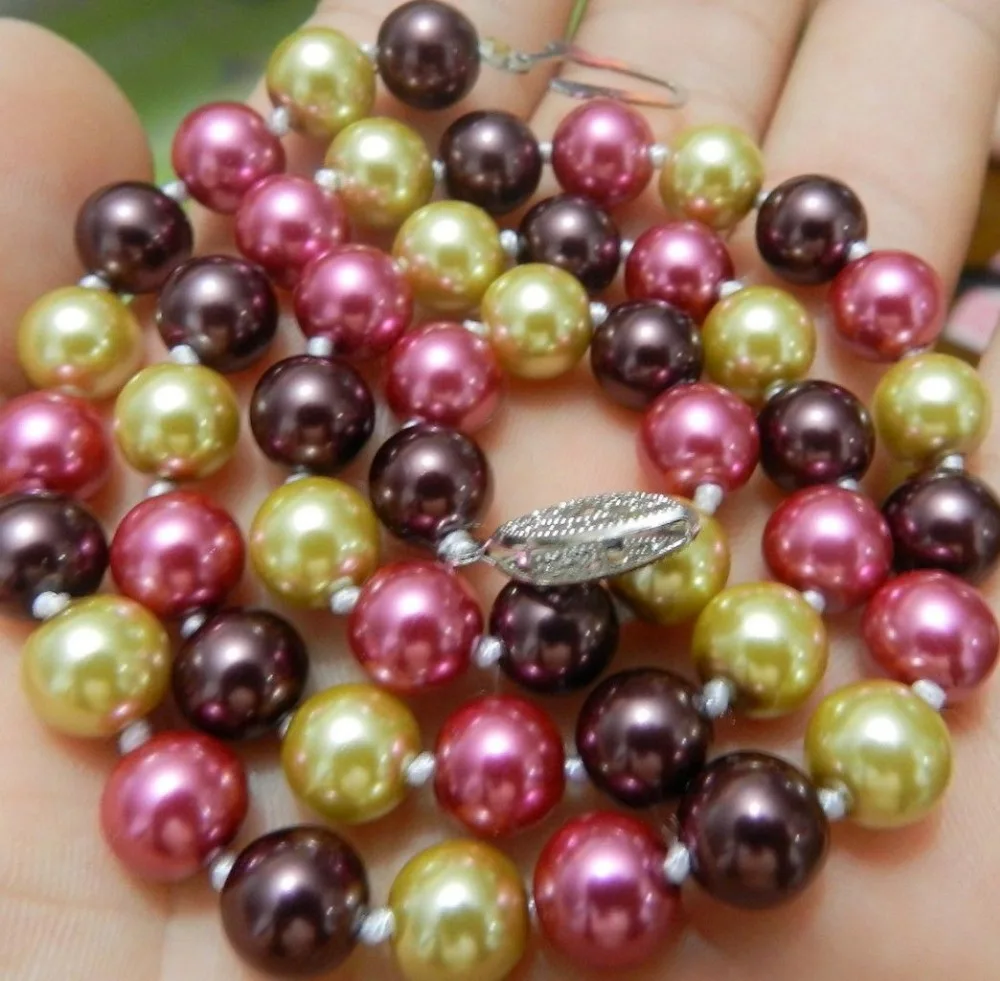 

FREE SHIPPING HOT sell new Style >>>>AAA+ 8mm 18" south sea Multicolor shell pearl necklace