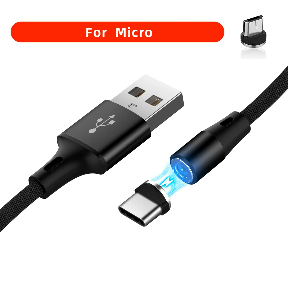 Магнитный USB C Micro USB кабель для Redmi K20 Быстрая зарядка usb type C кабель магнитное зарядное устройство Micro USB кабель для huawei samsung - Цвет: Black For Micro