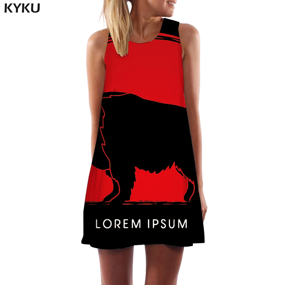 KYKU/Брендовое платье с орлом женское пляжное животными США Boho женские платья