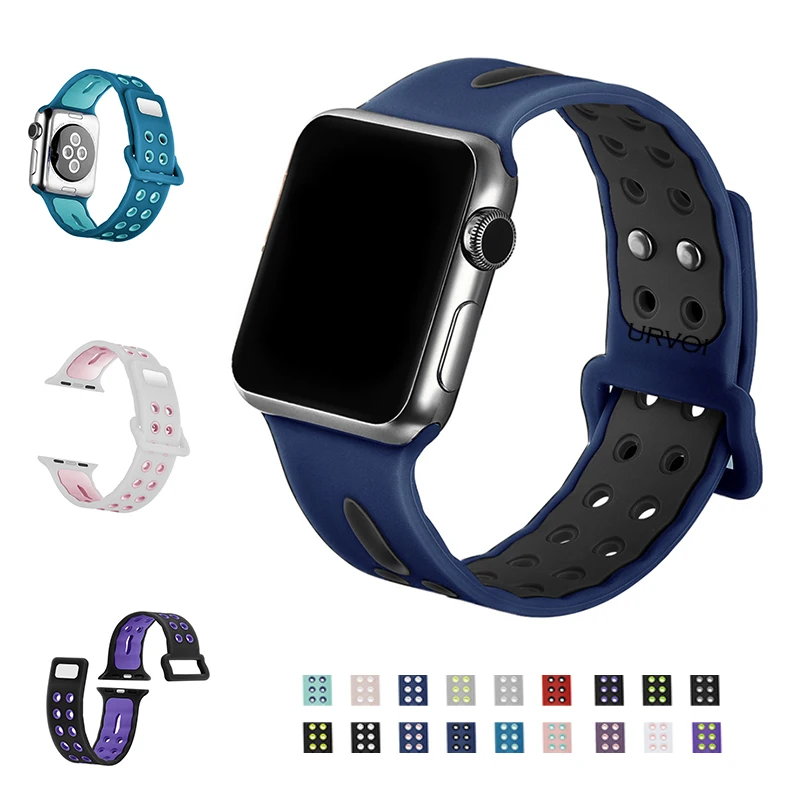 Urvoi 2017 ремешок для Apple Watch Series 3 2 1 легкий дышащий силиконовый мягкие спортивные iwatch