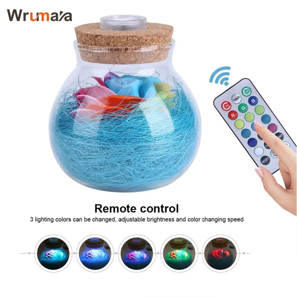 Wrumava светодиодный RGB диммер ночник бутылка для цветов креативная романтическая