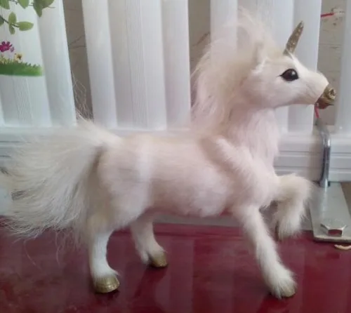 

cute Simulation unicorn toy about 16x15cm polyethylene&furs Pegasus horse model gift y0363