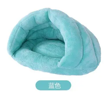 Blue Бархатное мягкое зимнее сиденье для кошки, теплая кровать для питомца, маленькие щеночки, маленькие животные, собаки, постельные принадлежности, диван, домик, питомник, складной товар для милых животных - Цвет: Blue