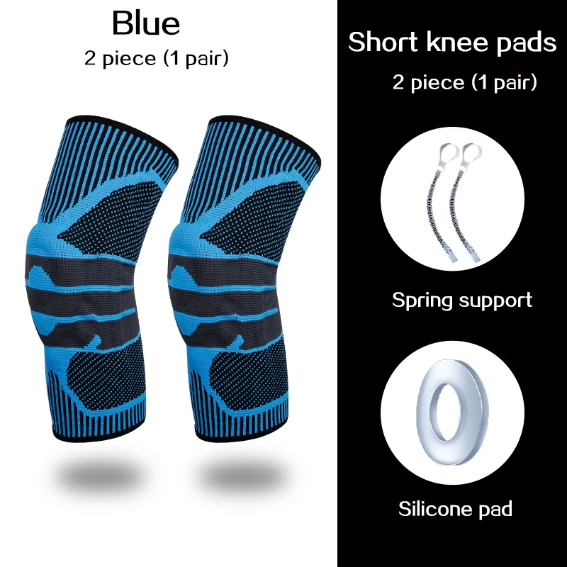 2 Pieces Short Blue REXCHI Эластичные Силиконовые Мягкие баскетбольные наколенники Поддержка коленный фиксатор наколенники для фитнеса снаряжение волейбол Спорт протектор - Цвет: 2 Pieces Short Blue