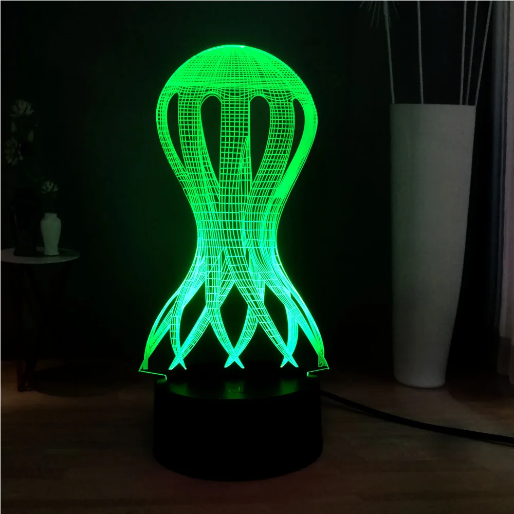 Забавный акриловый 3D геометрический Devilfish форма RGB Иллюзия светодиодный DEC