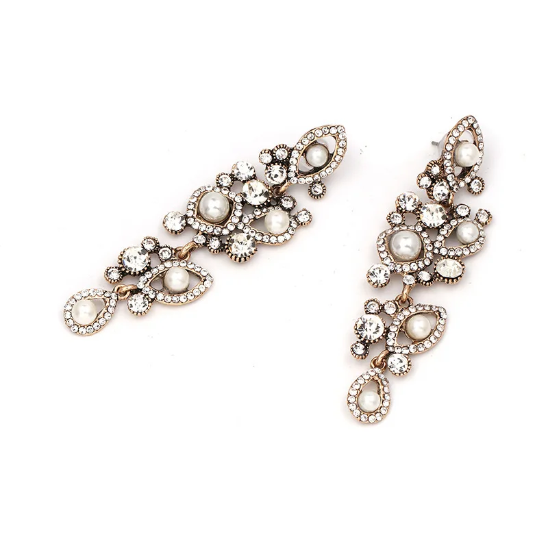 New Design Clear Maxi Statement Earrings Jewelry Women Luxury Beads Long Dangle Drop Wholesale Wedding Vintage | Украшения и