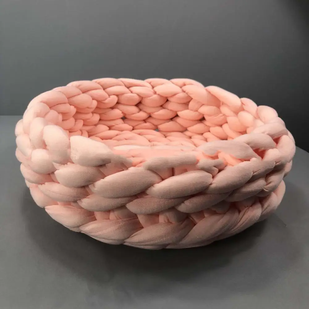 Light pink Petshy ручной вязки кошка кровати коврики теплые мягкие маленькие собаки Питомник щенок котенок пещера корзина спальный мешок Съемный DIY Дом для домашних животных - Цвет: Light pink