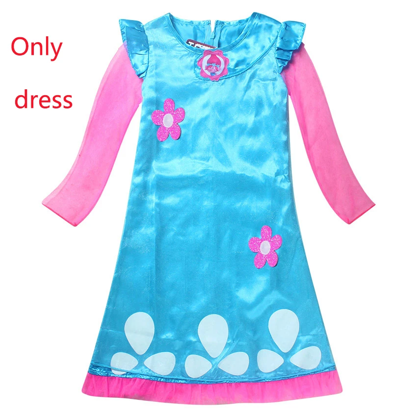 Only dress Новинка года; карнавальный костюм платье с троллями; детское кружевное платье с рисунком мака; Одежда для маленьких девочек; Детские вечерние платья Vaiana Vestido - Цвет: Only dress