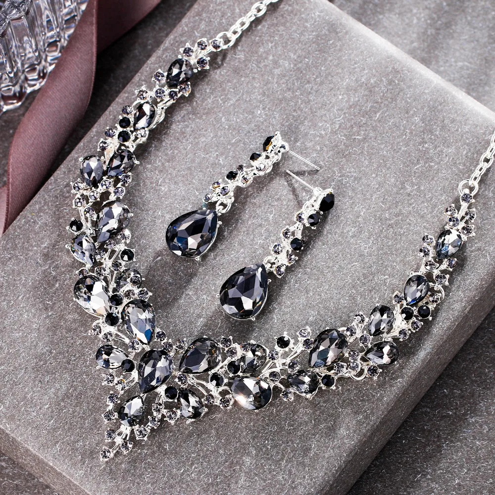 Набор свадебных ювелирных изделий Tuliper bijoux, серьги, женские вечерние колье