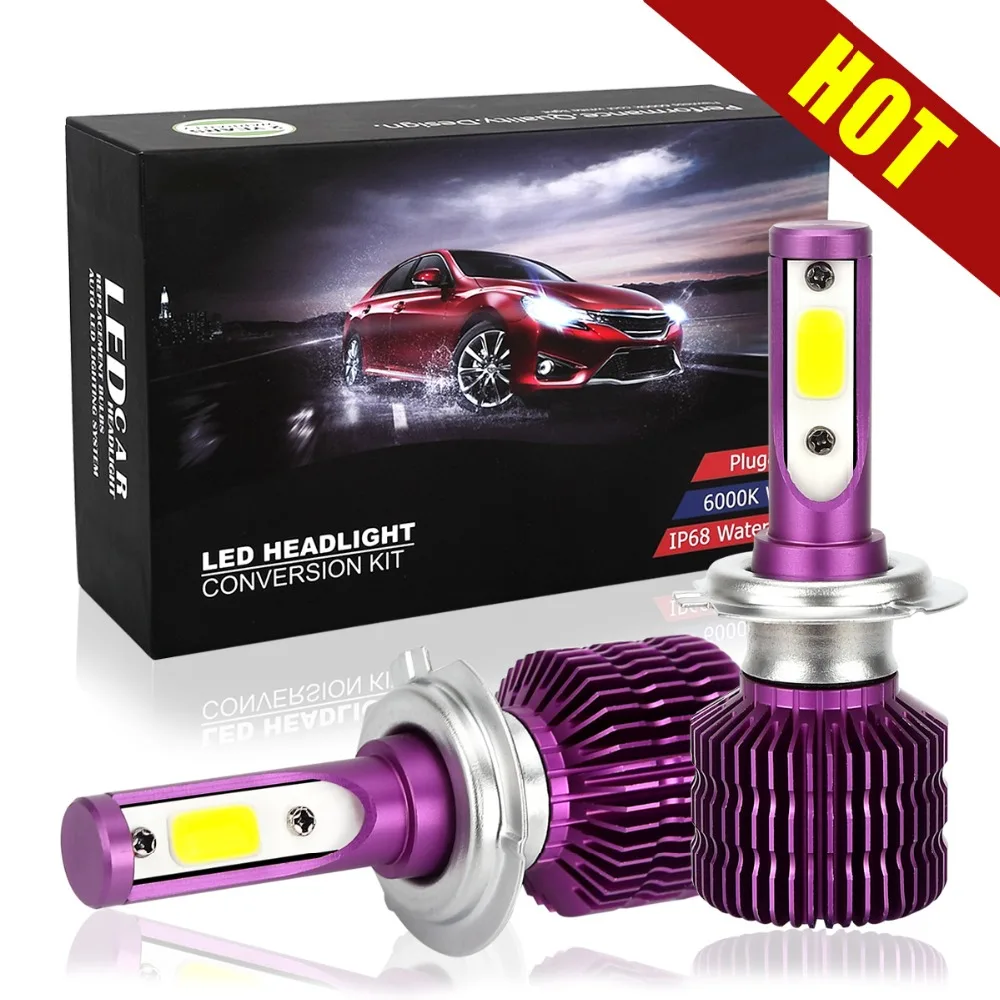 2pcs Car LED Headlight Bulbs H7 12V 45W COB H4 H1 H11 H3 Lamps 9005 9006 fog lights For Cars 24V | Автомобили и мотоциклы