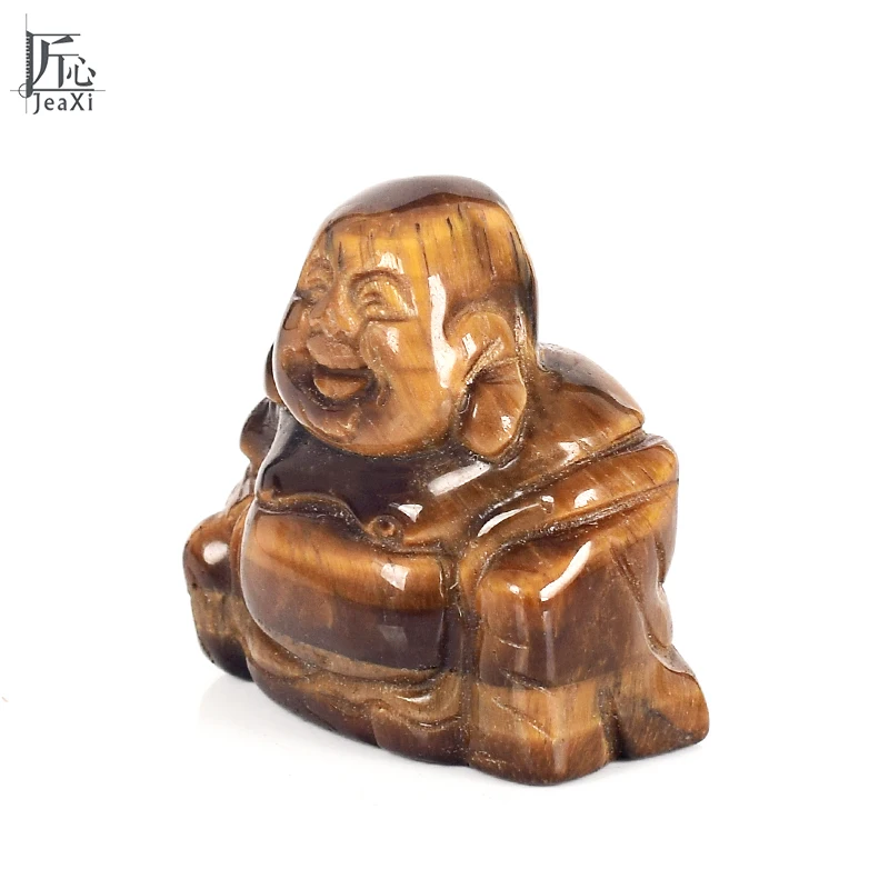 1 5 дюймовая резная budda натуральный тигровый глаз Maitreya счастливая статуэтка Будды