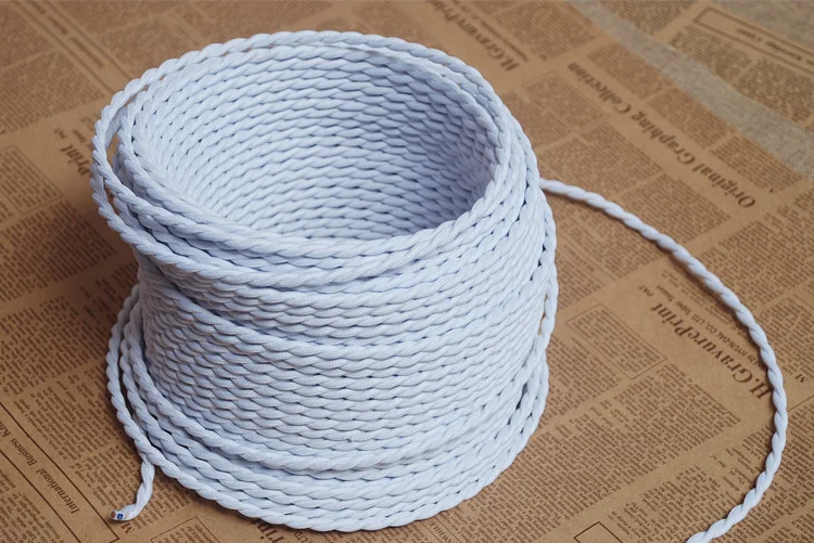 2*0.75mm2 Edison Vintage Lamp Cord White Knitted Cloth Retro Twisted Electrical Wire Textile Cable Pendant light 5/10M | Обустройство