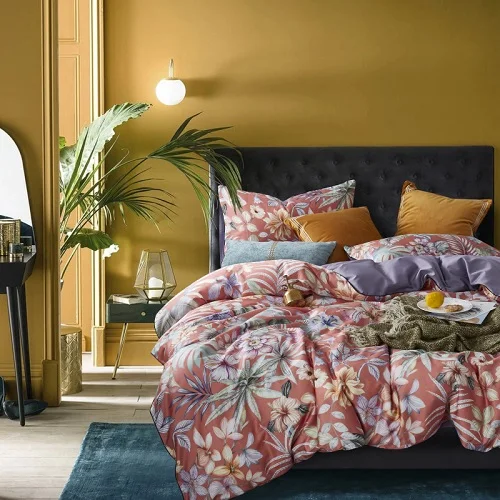 bedding set 1 Винтажный цветочный набор пододеяльников для пуховых одеял с птицами, много цветов, шелковистый Комплект постельного белья из египетского хлопка, простыня, подушка, shams queen King size - Цвет: bedding set 1