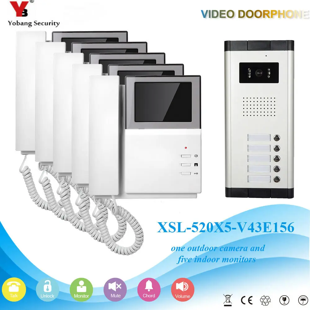 Yobang Security Apartment 4.3 Inch Monitor Video Door Phone Intercom Waterproof Doorbell with 1 Camera 5 | Безопасность и защита