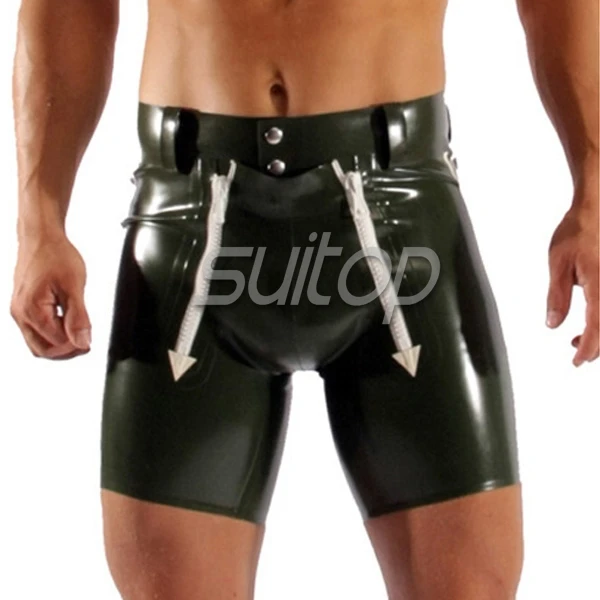 Suitop натуральный латекс ручной работы короткий с двойной молнией codpiece боксер для