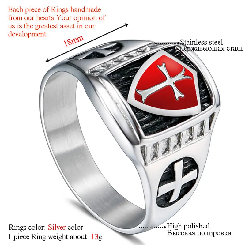 ZFVB классический Креста Кольца Для мужчин 316L Нержавеющая сталь панк серебристый