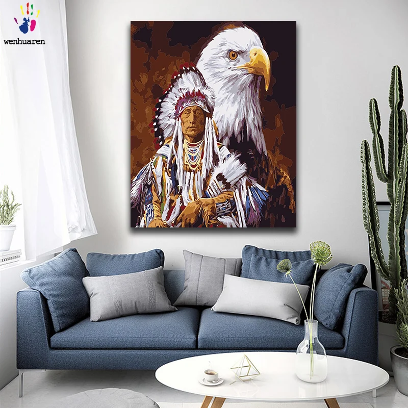 paint by number art painting numbers Human and animal Dolphin Eagle Lion Horse wolf Leopard Black cat diy gift Amusing | Дом и сад