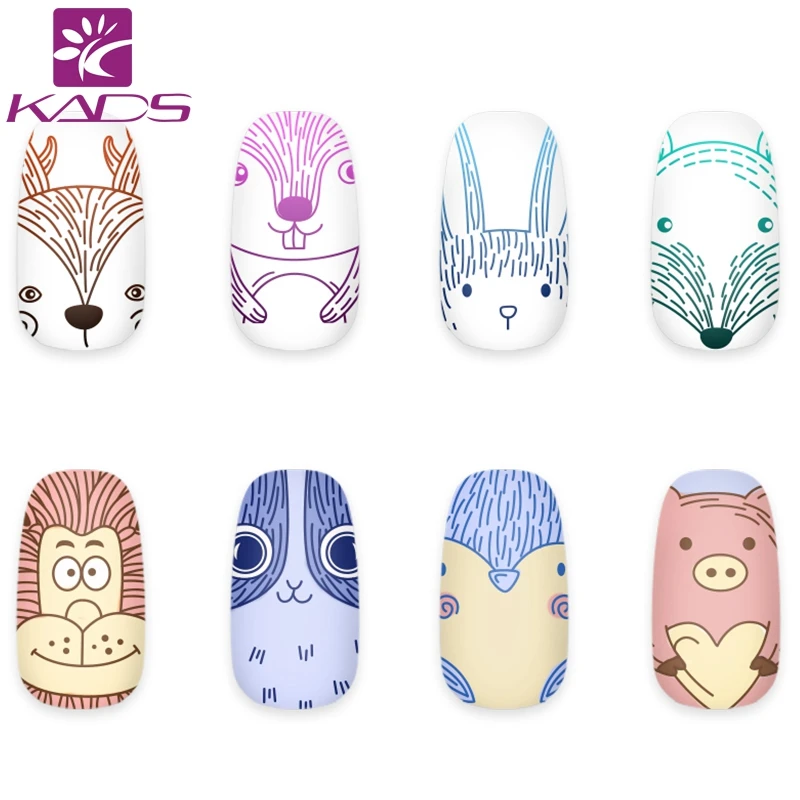KADS Zoo 004 Nail штамповочные пластины Stamp Cute Wild Animal Image маникюрный шаблон Stencil штампы
