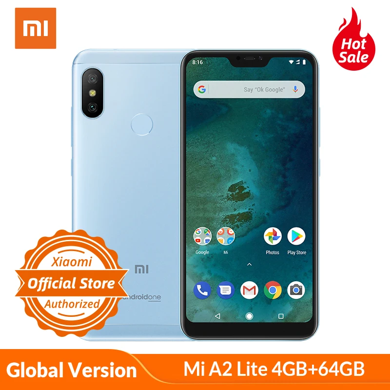 Глобальная версия Xiaomi Mi A2 Lite 4 Гб ОЗУ 64 ПЗУ 5 84 дюйма мобильный телефон двойная