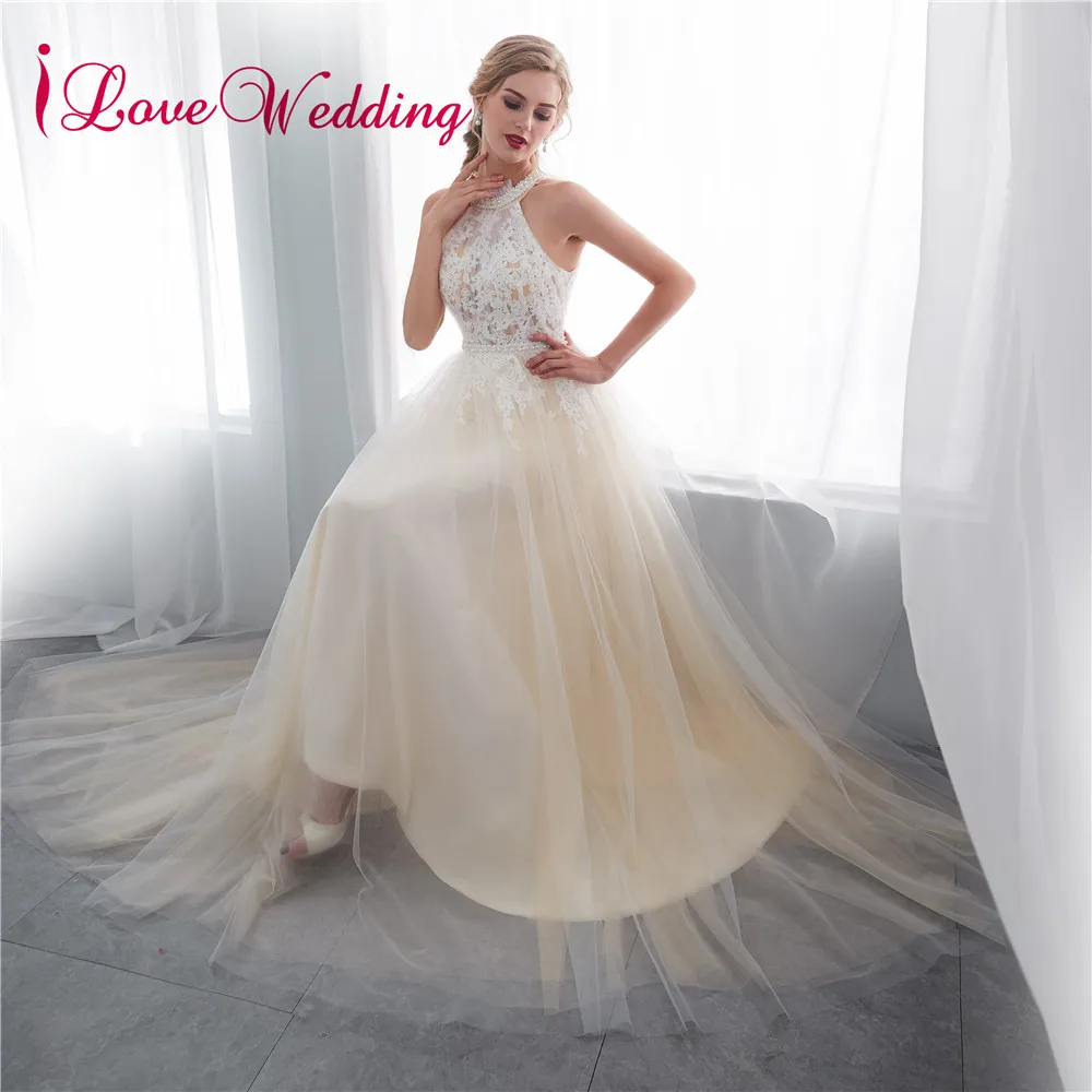 Vestido De Novia 2020 трапециевидной формы с лямкой на шее приглашения свадьбу фатиновой