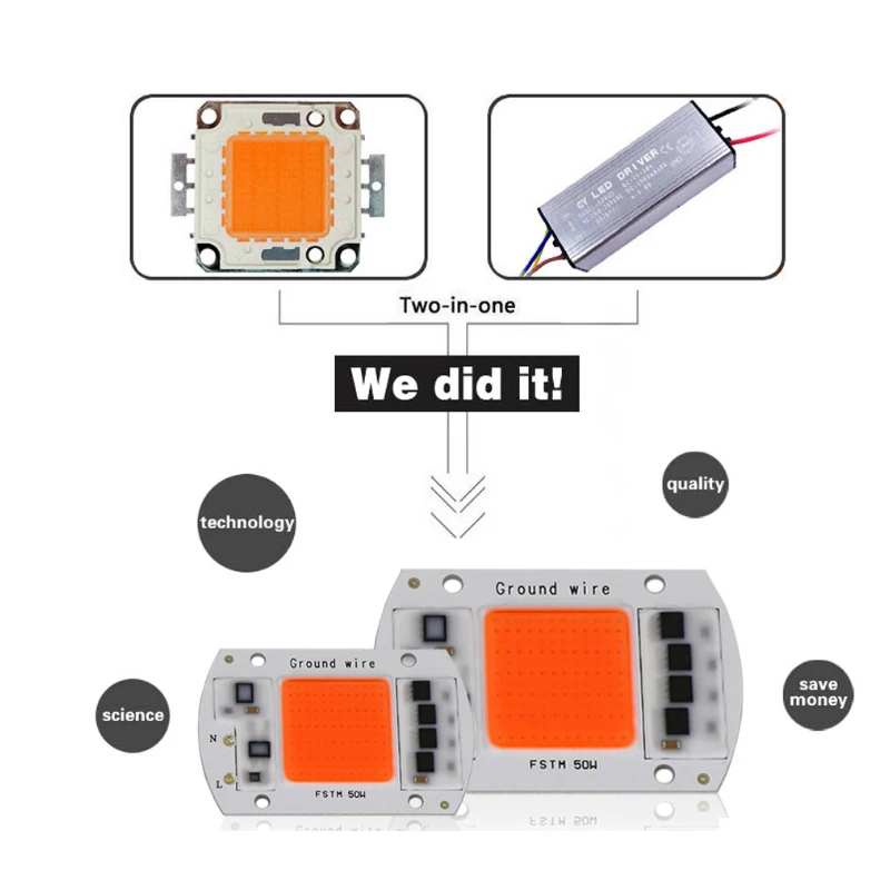 10 шт. полный спектр светодиодный Фито лампа 20W 30W 50W AC220V высокое Мощность COB Чип