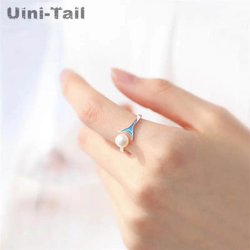 Женское кольцо рыбий хвост Uini-Tail Открытое из стерлингового серебра 925 пробы с
