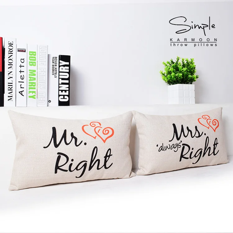 Mr Mrs Подушка Чехол mr. Right всегда прав чехол для поясничной подушки s Юбилей