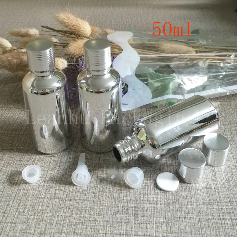 Wholesale 50ml Silver Essential oil bottle , 50cc High-end Sub- capsule Bottle , Cosmetics Travel Packaging Container