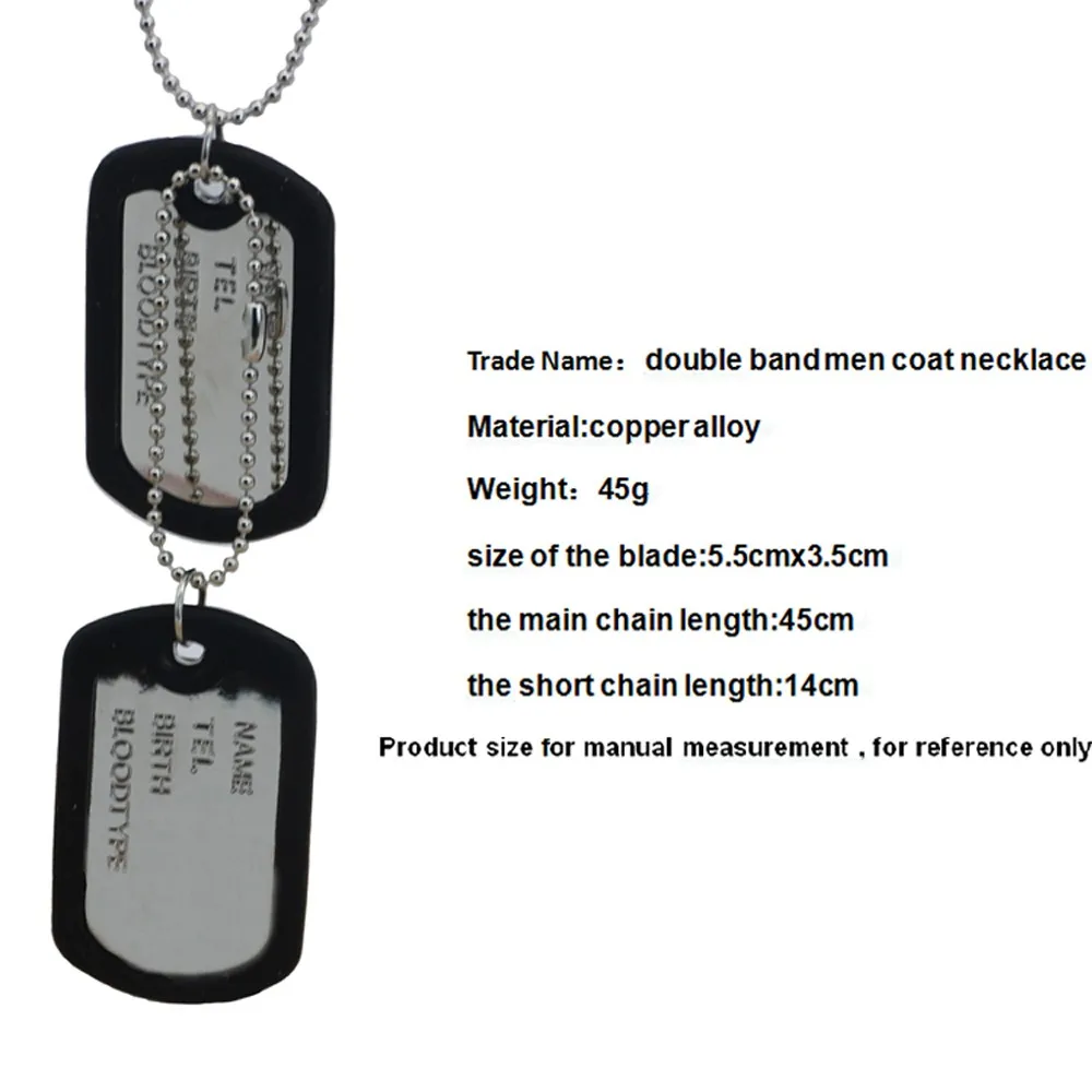Черный четыре составных двойной карты американских солдат бренд dog tag ожерелье