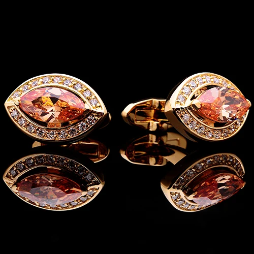 Мужские запонки на пуговицах KFLK роскошные золотого цвета с кристаллами