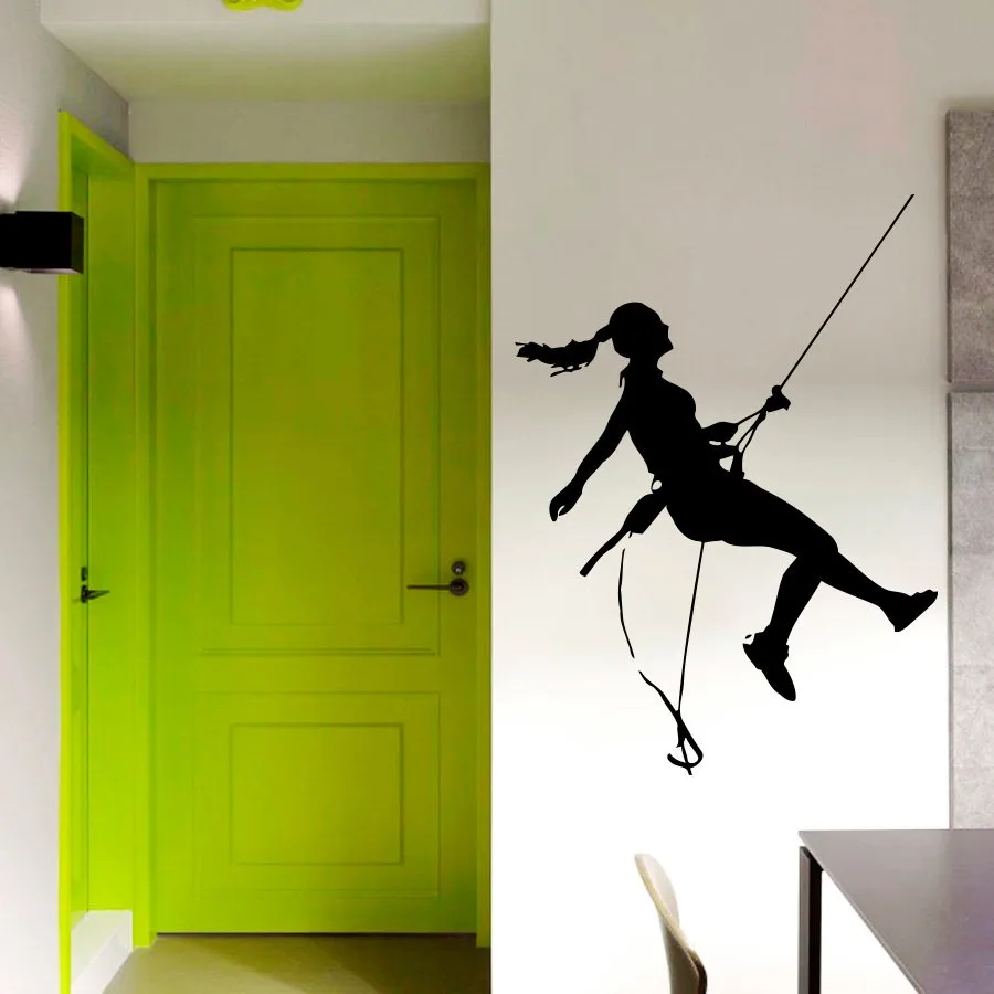 

Free shipping Climbing Woman Pattern Art Wall Mural Girl Climb Hills Extreme Sport Special Designed Wall Sticker For Home Decor