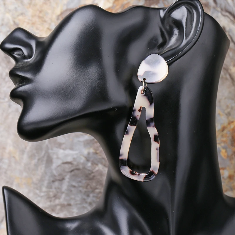 fashion earrings creative leopard acetate pendant personality anti-allergic temperament ring ladies jewelry | Украшения и