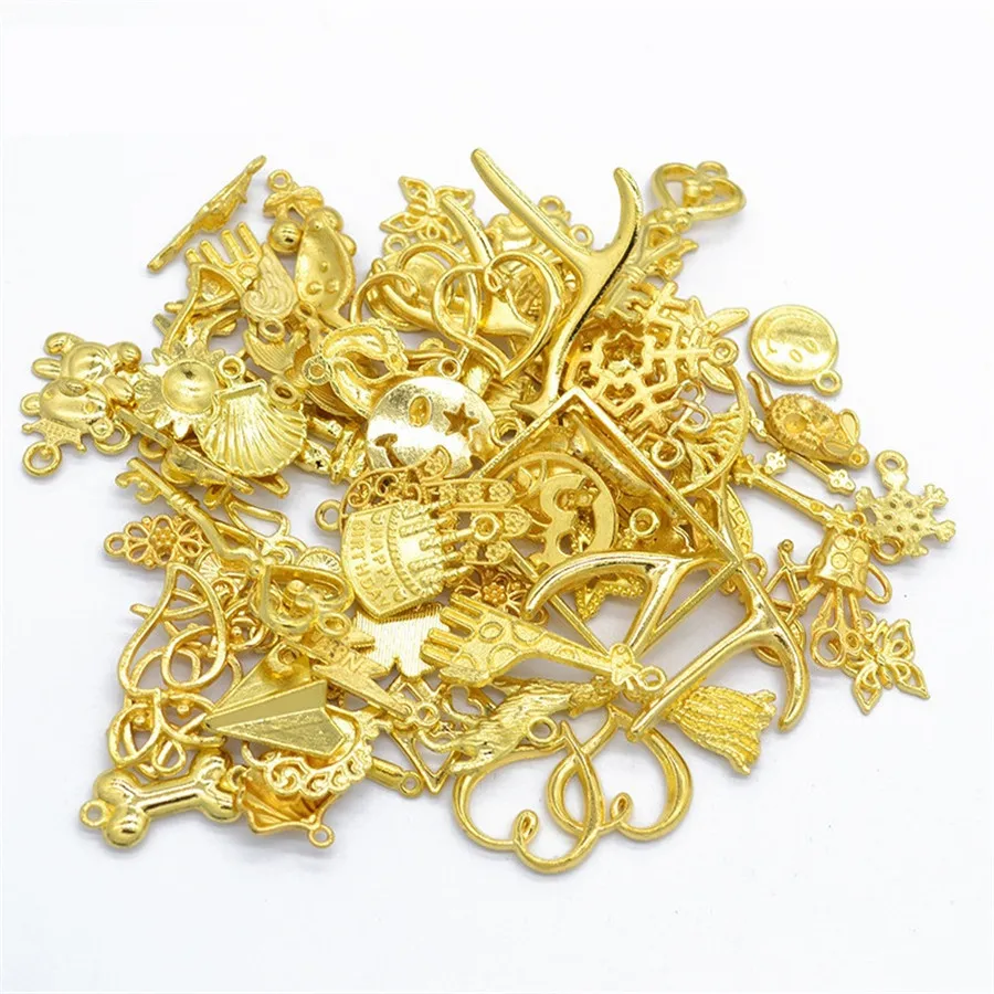50g/lot Multiple Styles Diy Jewelry Making Silver Alloy Cabochon Gold Fndings Skull Pandant Accessories 30 | Украшения и
