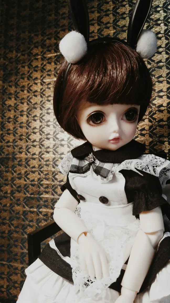 D01-P352 детская игрушка ручной работы 1/6 дядя аксессуары для куклы BJD/Sd Одежда с изображением кролика «Банни»; платье-передник горничной 5 шт./компл