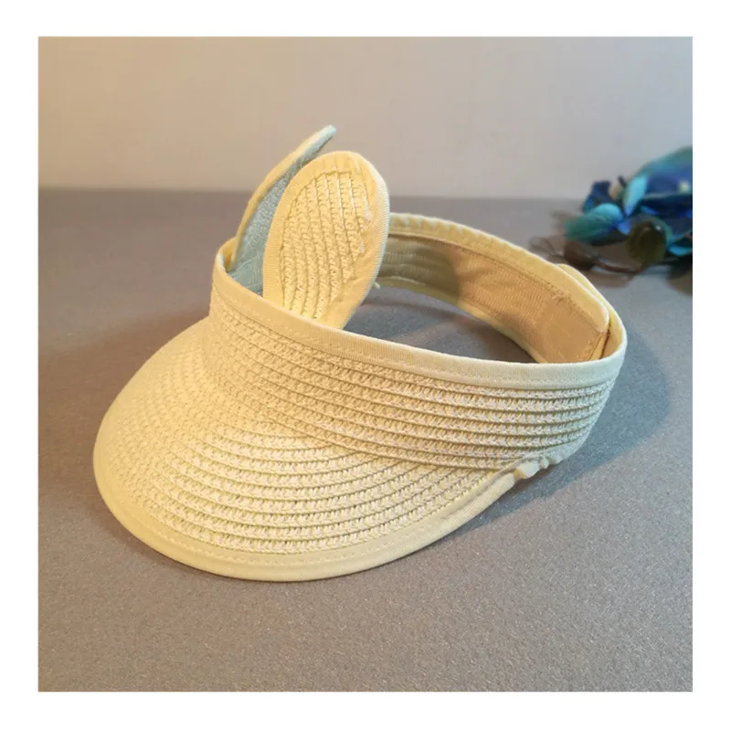 Детская соломенная шляпа с милыми кроличьими ушками летняя детская Пустая Шляпа