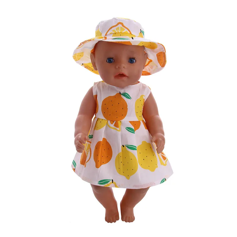 Платье LUCKDOLL с принтом лимона подходит для 18 дюймовых американских кукол 43 см