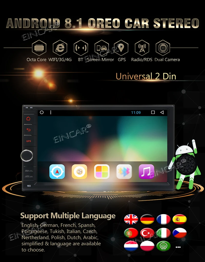 Android 8 1 Oreo двойной din Octa Core WIFI модель автомобиля стерео GPS навигация для