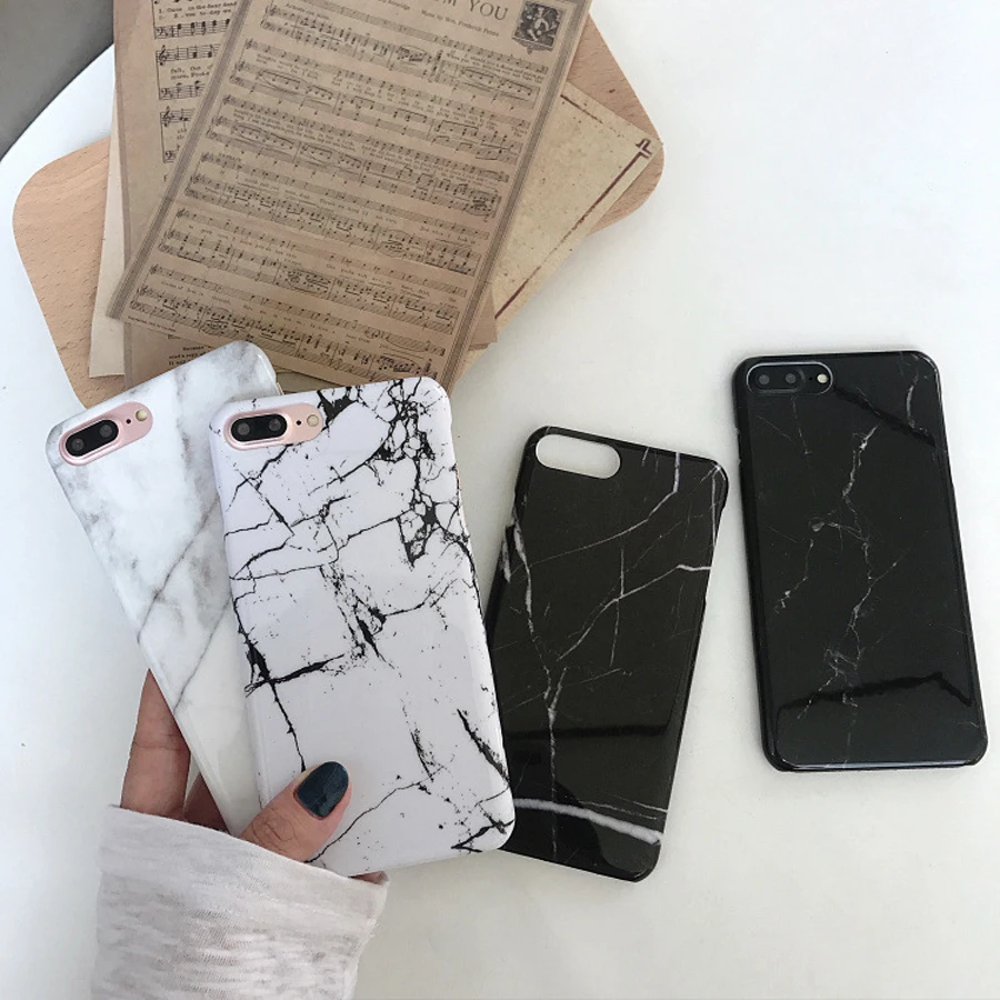 Модный брендовый мраморный чехол для телефона для iphone X Xs чехол для MAX XR для iphone 6 S 7 6Plus 6 S 7Plus 8 8Plus Жесткий Чехол Черный Белый Чехол