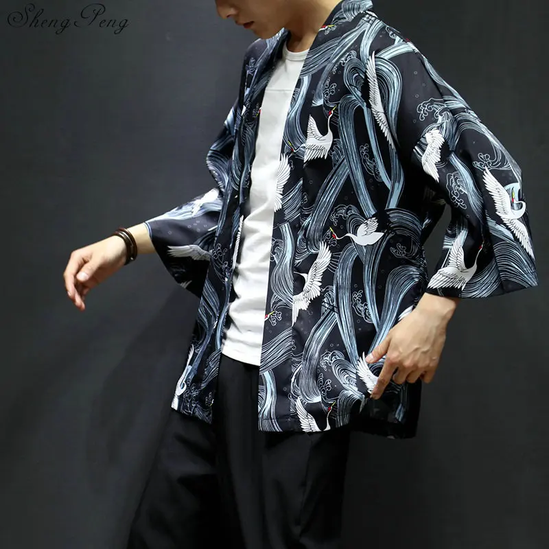 Yukata haori мужское японское кимоно кардиган мужской костюм самурая одежда куртка