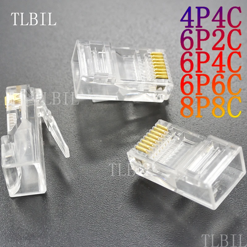 10 шт. 4P4C 6P2C 6P4C 6P6C 8P8C телефон Интернет модульный разъем Jack RJ9 RJ11 RJ45