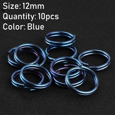 12mm blue 10 шт. титановый сплав EDC брелок Открытый Портативный брелок разделенный брелок для ключей держатель для ключей Кемпинг путешествия подвесной инструмент - Цвет: 12mm blue