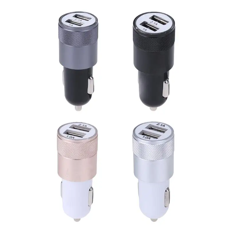Автомобильный зарядный USB-порт портативное гнездо металлический двойной 2.1A