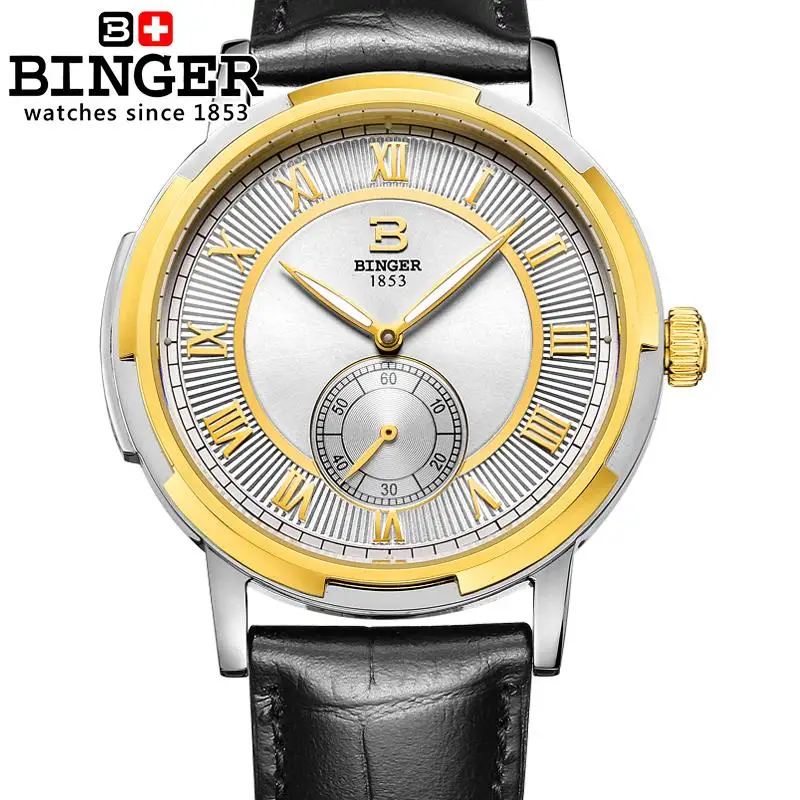 Мужские часы водонепроницаемые золотые наручные с сапфирами Switzerland мужские