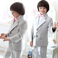 new silver gray grey boys formal wear boys wedding suits two button dress suits for boys jacketpantsbow tie