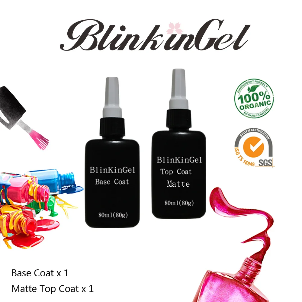 80ml Base Matt Coat Blinkingel 80 мл Топ Основа для ногтей Гель-лак permanente Soak Off Gel Топ-покрытия для ногтей прозрачный gellak УФ гель Nail esmalte светодиодный резиновый база - Цвет: 80ml Base Matt Coat