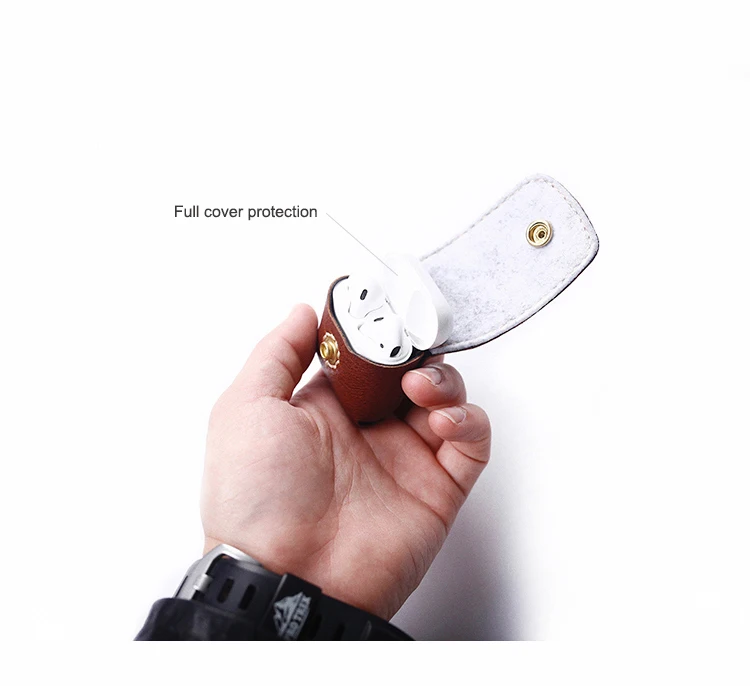 Держатель для наушников кожаный защитный чехол для Airpods чехол против потери ручной работы кожаный противоударный для Airpods беспроводной держатель для ключей