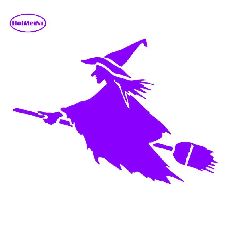 Забавная виниловая наклейка HotMeiNi Witch On Flying метла на автомобильное окно бампер
